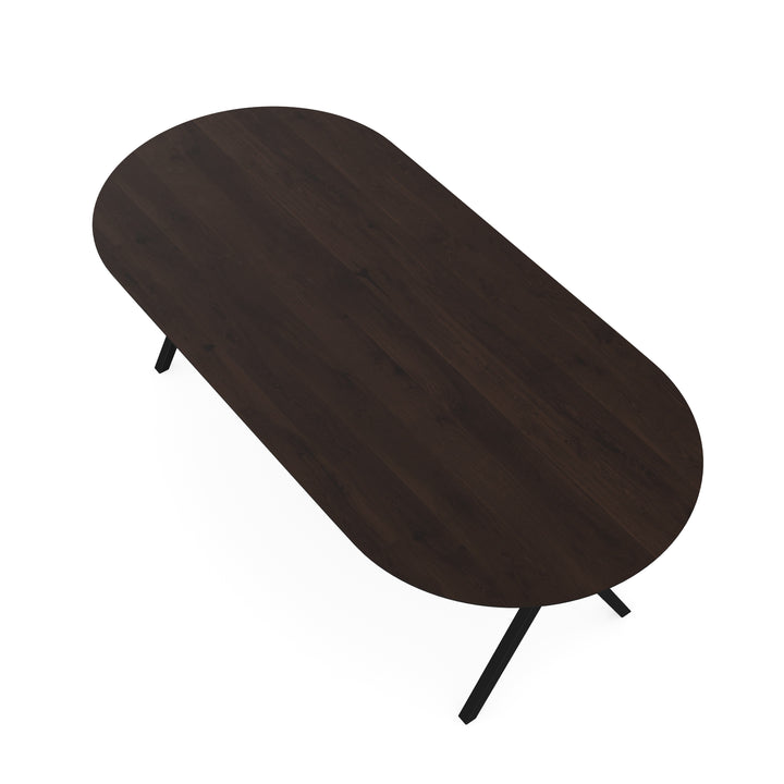 Eiken eettafel Walnut brown 2x - Plat Ovaal - Scissor zwart - {{ product.type }} - Kas20