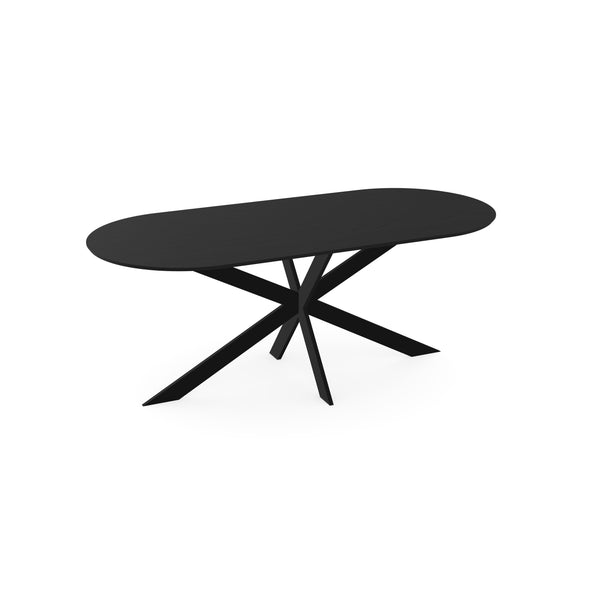 Eiken eettafel zwart - Plat Ovaal - VV zwart