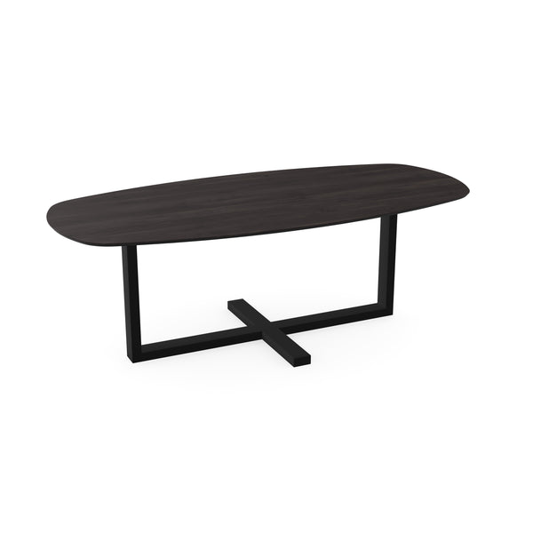 Eiken eettafel black smoke intens - Deens ovaal - Halve plus zwart