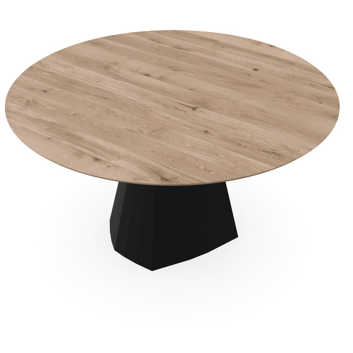 Eiken eettafel Naturel - Rond - Cone Zwart - {{ product.type }} - Kas20