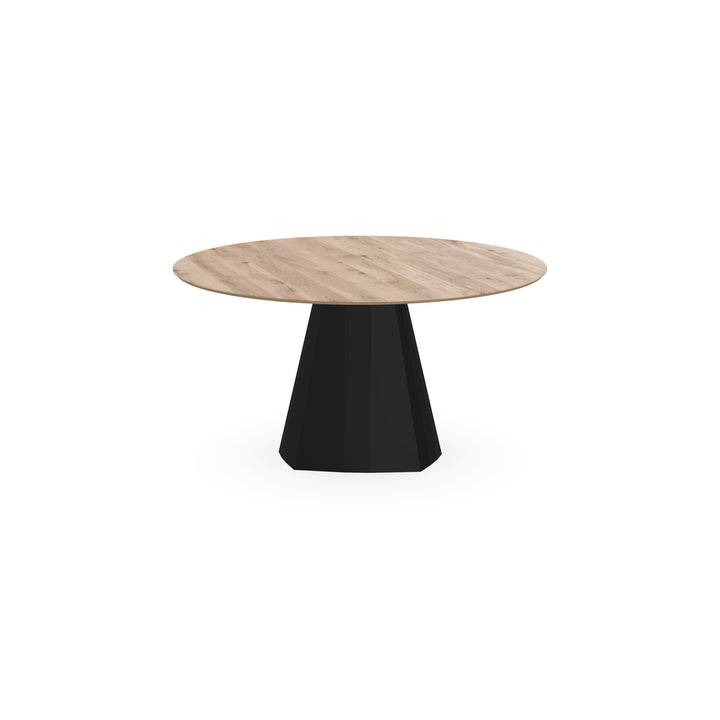 Eiken eettafel Naturel - Rond - Cone Zwart - {{ product.type }} - Kas20