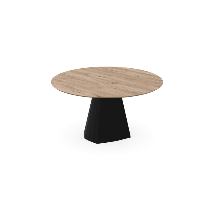 Eiken eettafel Naturel - Rond - Cone Zwart - {{ product.type }} - Kas20