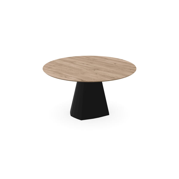 Eiken eettafel Naturel - Rond - Cone Zwart - {{ product.type }} - Kas20