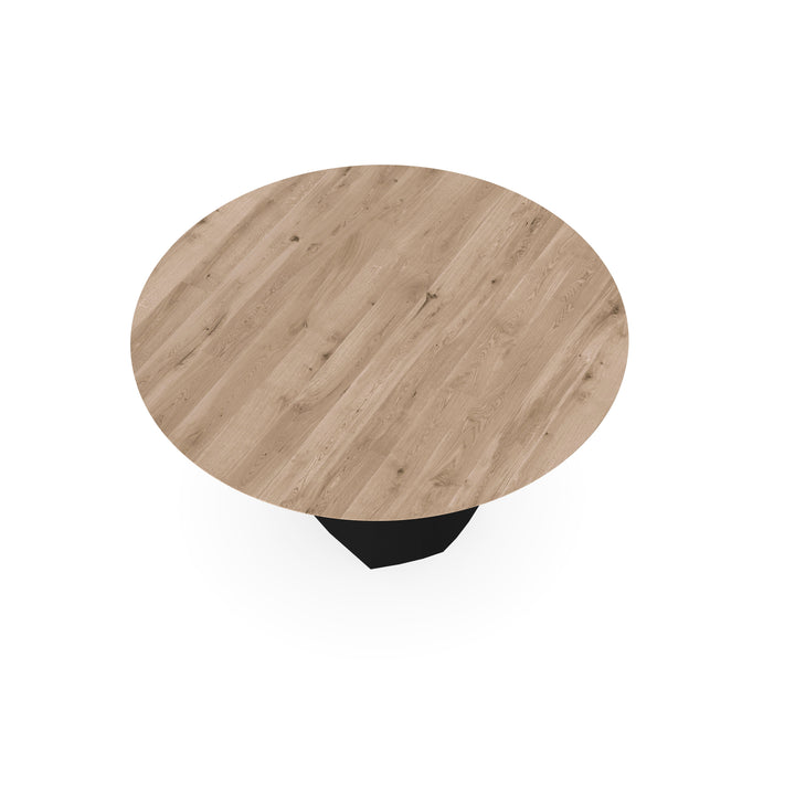 Eiken eettafel Naturel - Rond - Cone Zwart - {{ product.type }} - Kas20