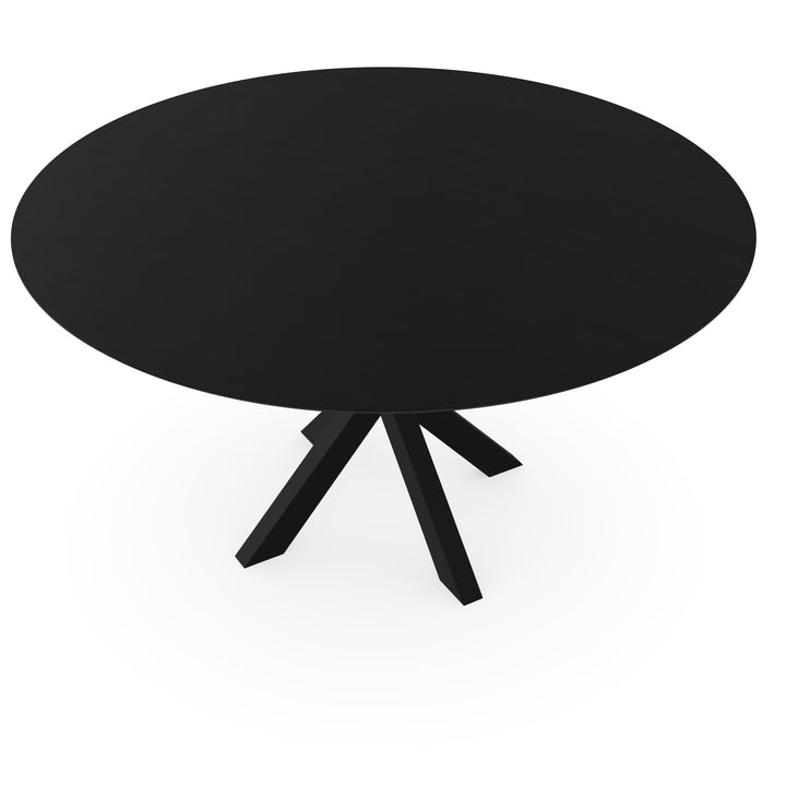Eiken eettafel Zwart - Rond - Kruispoot Dun Zwart - {{ product.type }} - Kas20