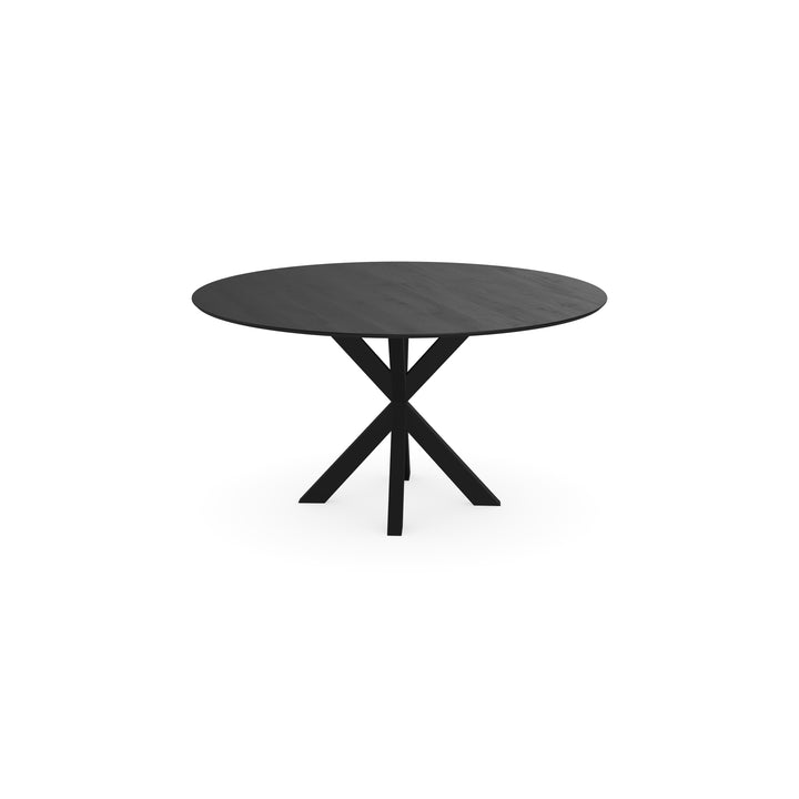 Eiken eettafel Zwart - Rond - Kruispoot Dun Zwart - {{ product.type }} - Kas20