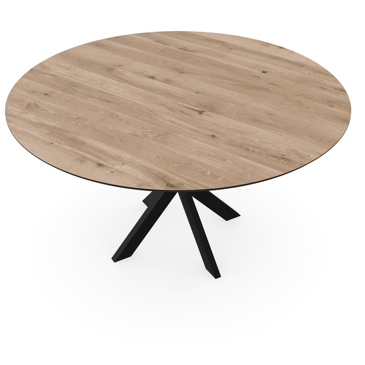 Eiken eettafel Naturel - Rond - Kruispoot Ultra Zwart - {{ product.type }} - Kas20