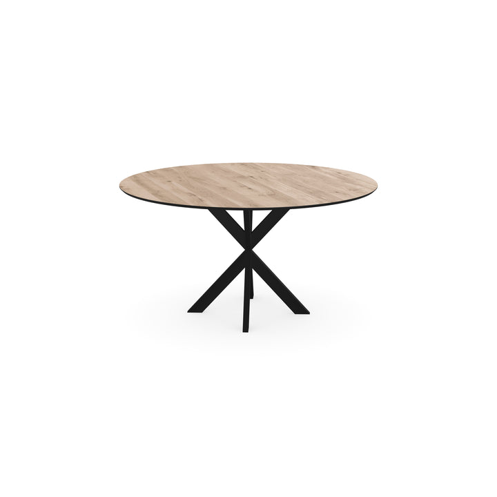 Eiken eettafel Naturel - Rond - Kruispoot Ultra Zwart - {{ product.type }} - Kas20