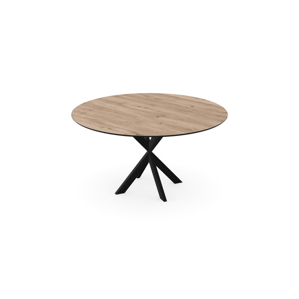 Eiken eettafel Naturel - Rond - Kruispoot Ultra Zwart - {{ product.type }} - Kas20