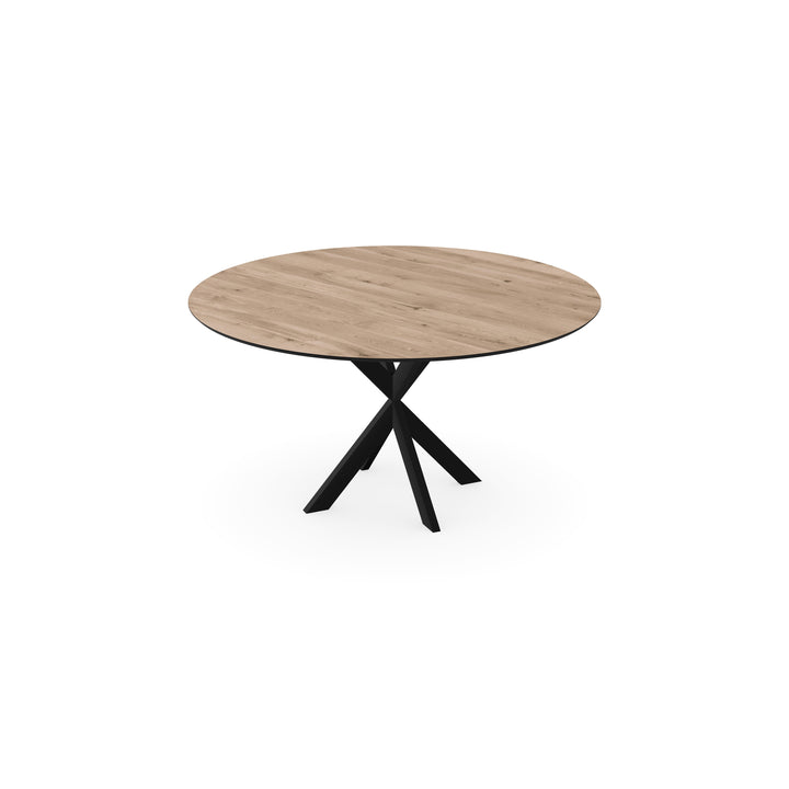 Eiken eettafel Naturel - Rond - Kruispoot Ultra Zwart - {{ product.type }} - Kas20