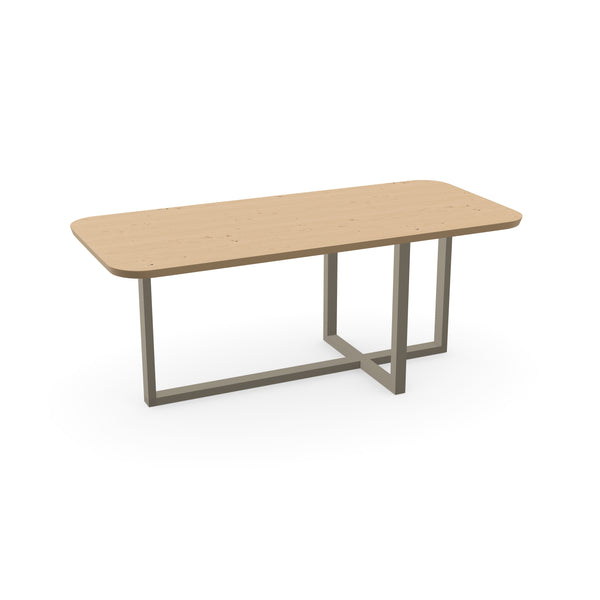 Eiken eettafel Liqurien - Recht radius - Pluspoot 2/3 licht bruin