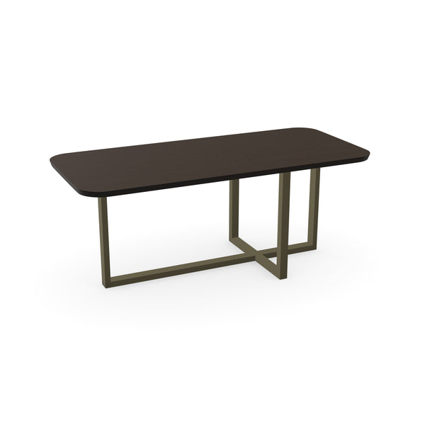 Eiken eettafel walnut brown 2x - Recht radius - Pluspoot 2/3 donker bruin