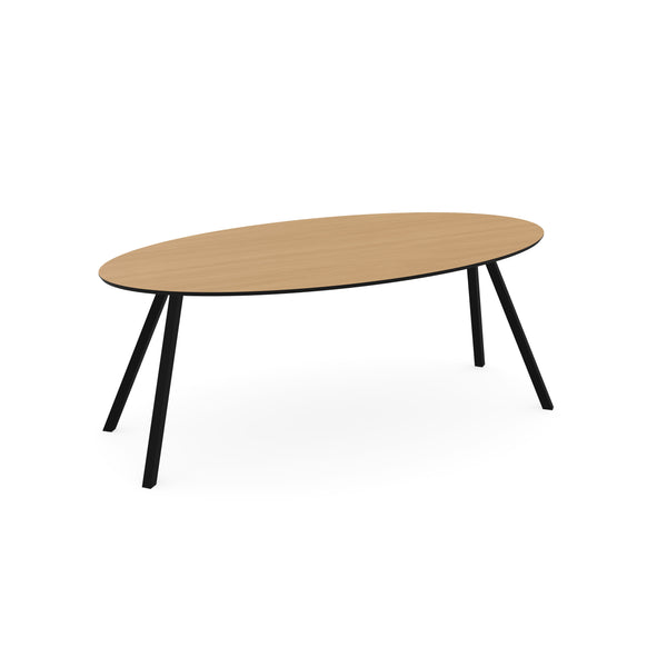 Eiken eettafel naturel - Ovaal - I-Poot schuin zwart