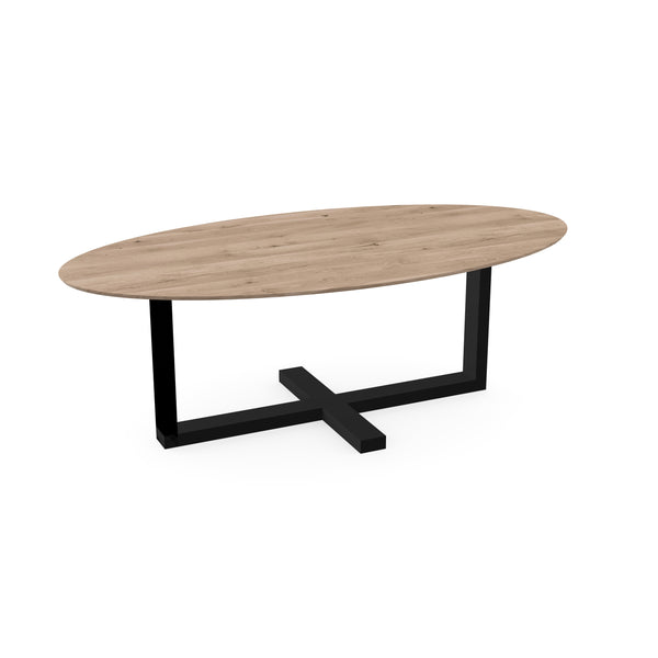 Eiken massief eettafel Naturel - Ovaal - Halve Plus Zwart - {{ product.type }} - Kas20