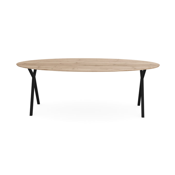 Eiken eettafel Naturel - Ovaal - Scissor Zwart - {{ product.type }} - Kas20