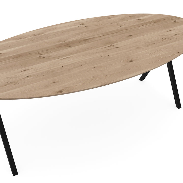 Eiken eettafel Naturel - Ovaal - Scissor Zwart - {{ product.type }} - Kas20