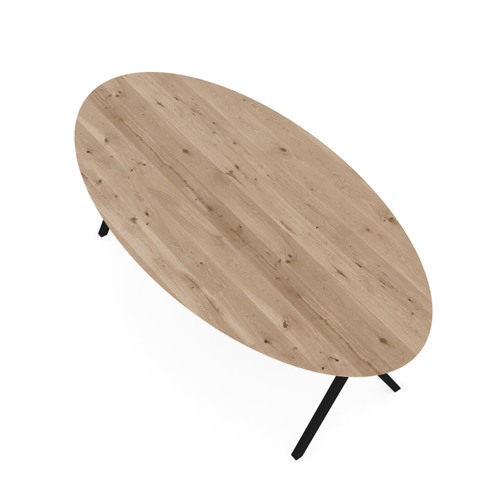 Eiken eettafel Naturel - Ovaal - Scissor Zwart - {{ product.type }} - Kas20