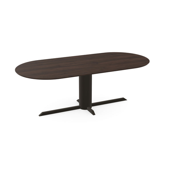 Eiken massief eettafel Walnut brown 1x - Plat ovaal - Ilona donker bruin