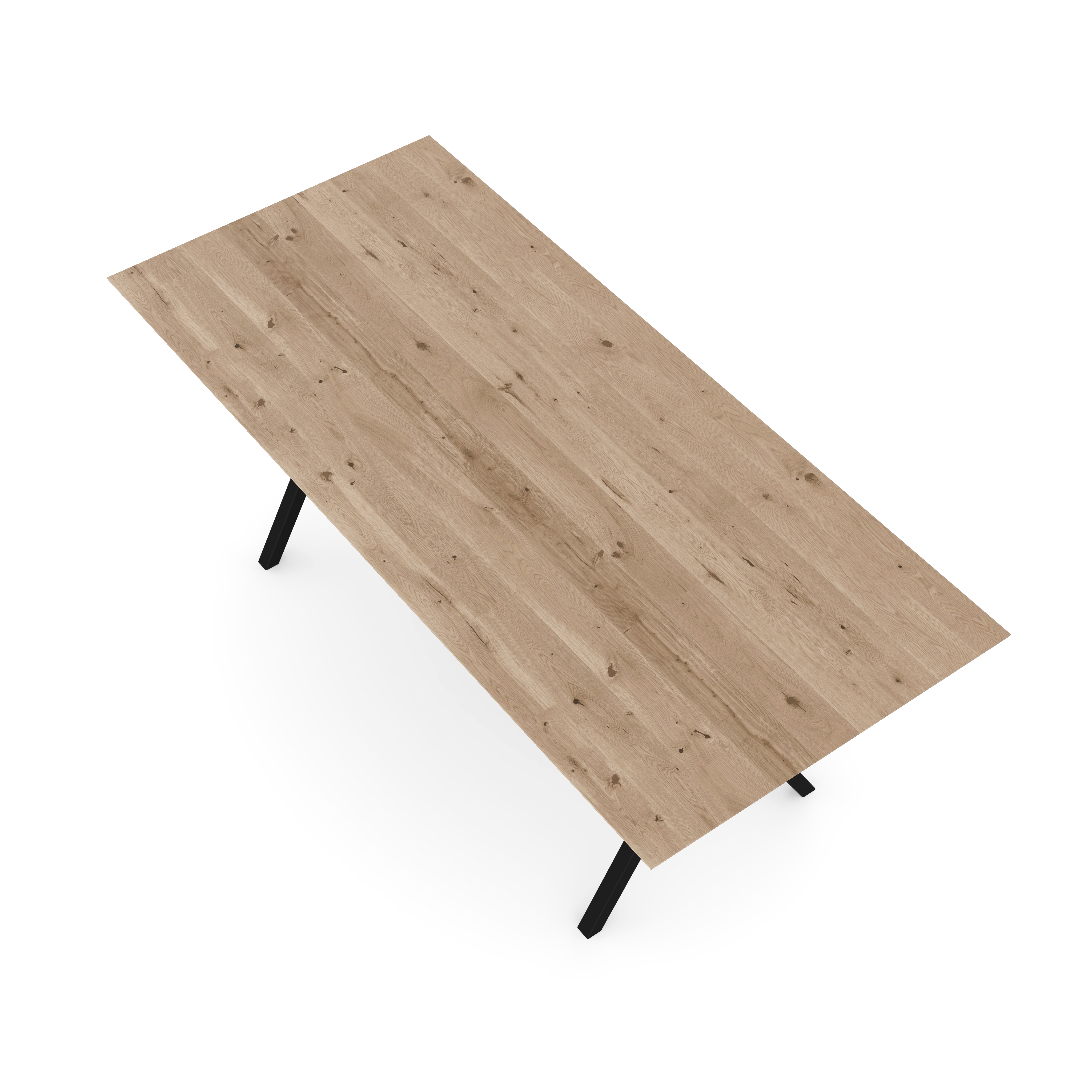 Eiken eettafel naturel - Recht - Scissor onderstel