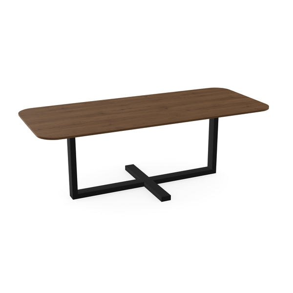 Eiken massief eettafel toscane 2x - Recht Radius - Halve Plus Zwart