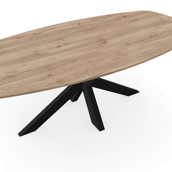 Eiken massief eettafel naturel - Deens ovaal - matrix dun zwart - {{ product.type }} - Kas20
