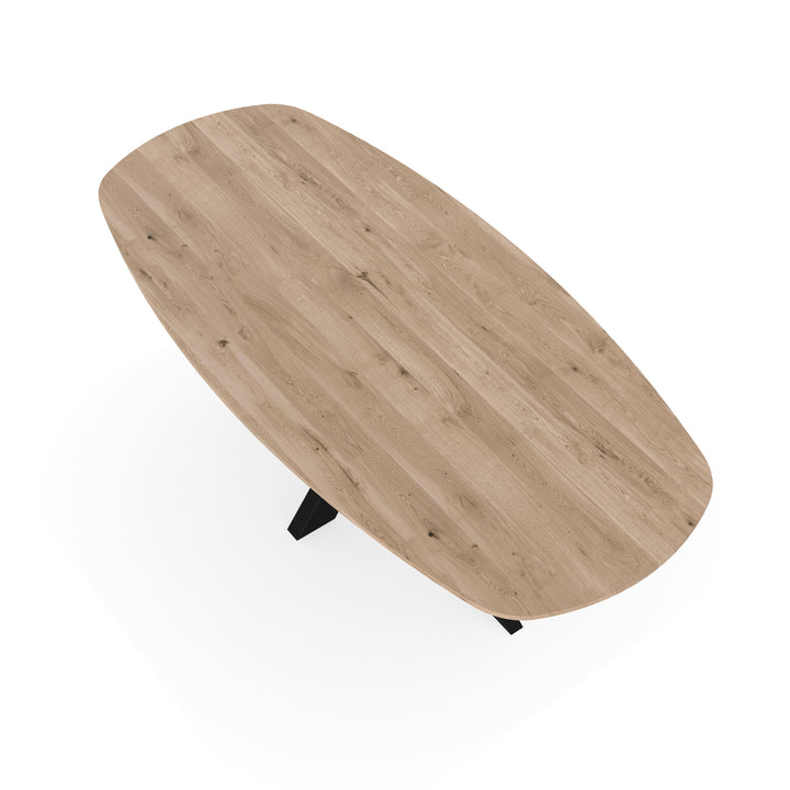 Eiken massief eettafel naturel - Deens ovaal - matrix dun zwart - {{ product.type }} - Kas20