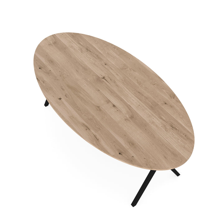 Eiken massief eettafel Naturel - Ovaal - Scissor Zwart - {{ product.type }} - Kas20
