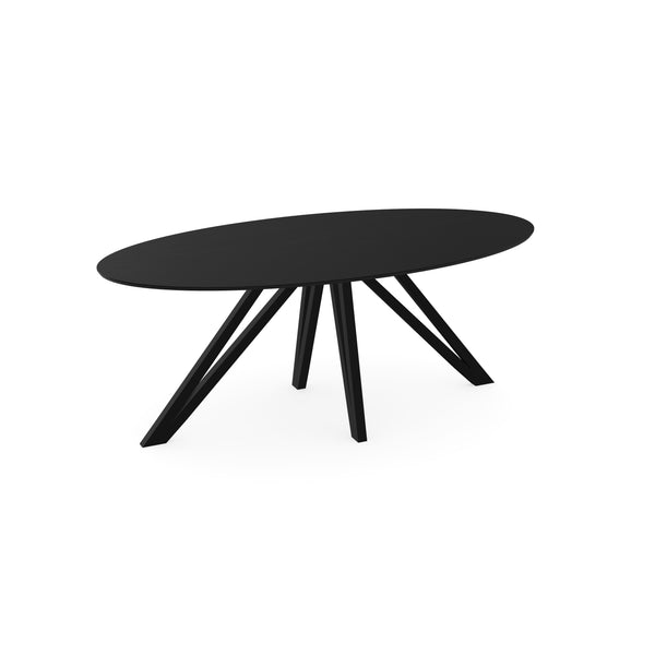 Eiken massief eettafel zwart - Ovaal - Spin zwart