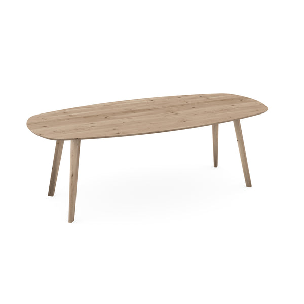 Eiken massief eettafel naturel - Deens Ovaal - Schuine i naturel