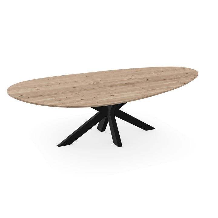 Eiken massief eettafel Naturel - Kiezel A - Matrix dun zwart - {{ product.type }} - Kas20