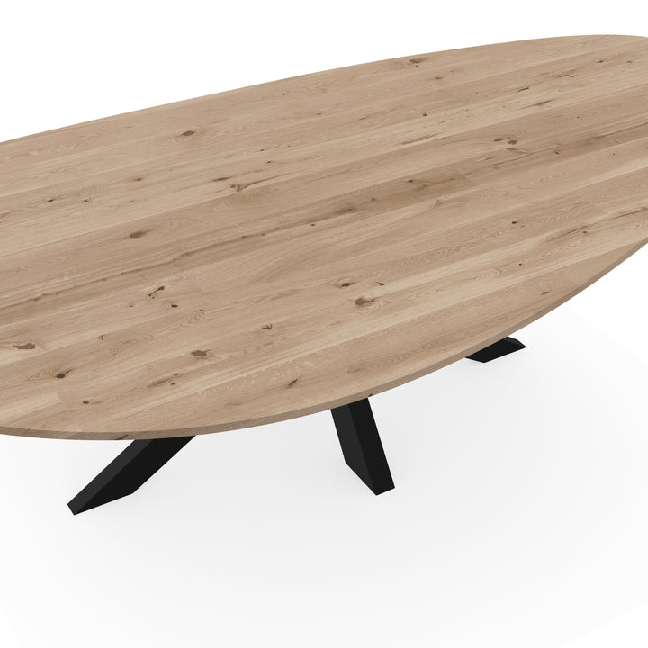 Eiken massief eettafel Naturel - Kiezel A - Matrix dun zwart - {{ product.type }} - Kas20