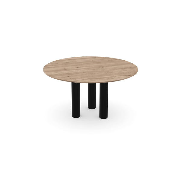 Eiken massief eettafel Naturel - Rond - Columbus zwart