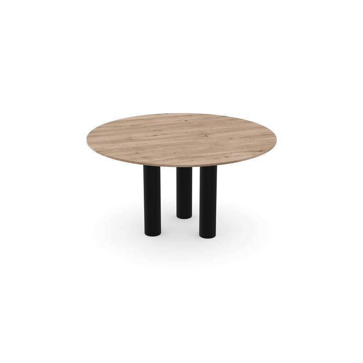 Eiken massief eettafel Naturel - Rond - Columbus zwart - {{ product.type }} - Kas20