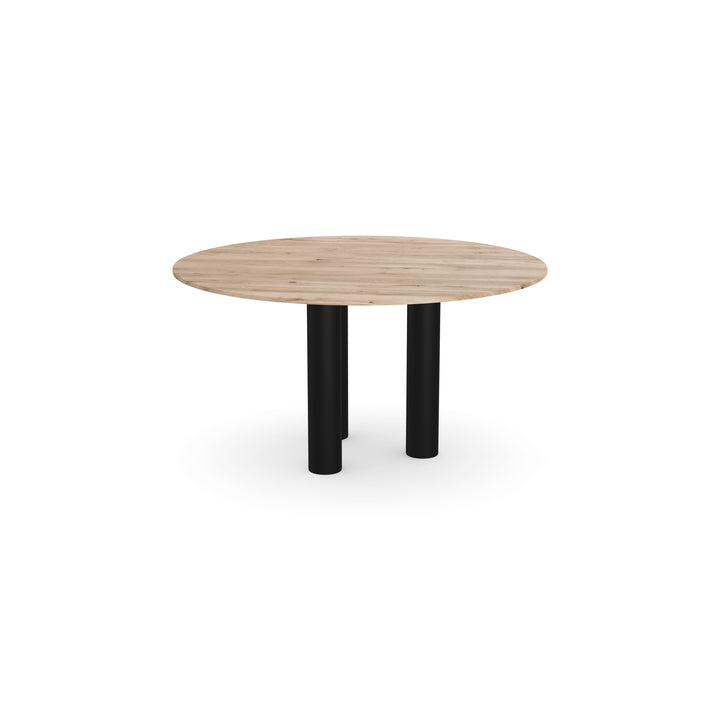 Eiken massief eettafel Naturel - Rond - Columbus zwart - {{ product.type }} - Kas20