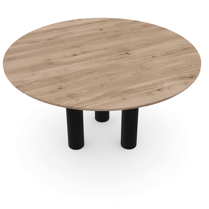 Eiken massief eettafel Naturel - Rond - Columbus zwart - {{ product.type }} - Kas20