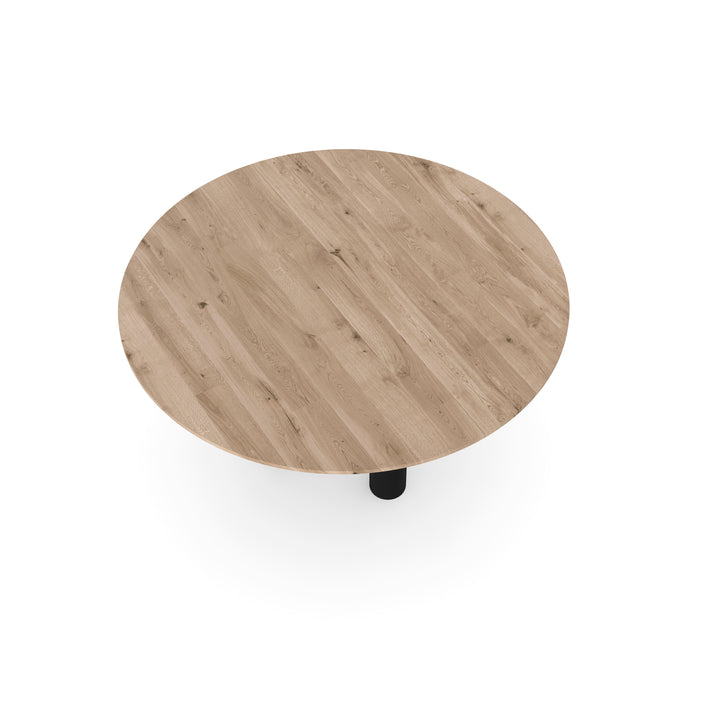 Eiken massief eettafel Naturel - Rond - Columbus zwart - {{ product.type }} - Kas20