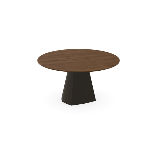 Eiken massief eettafel toscane 2x - Rond - Cone Donkerbruin