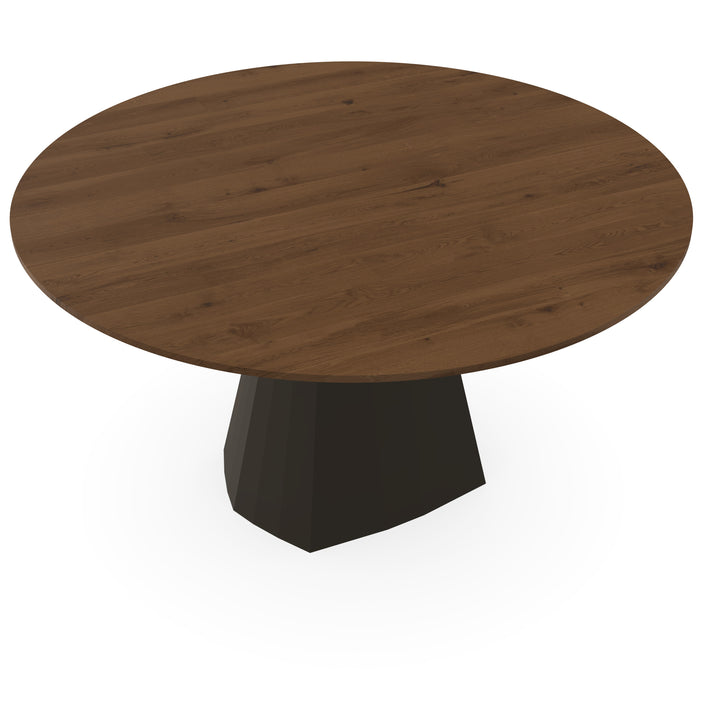 Eiken massief eettafel toscane 2x - Rond - Cone Donkerbruin - {{ product.type }} - Kas20