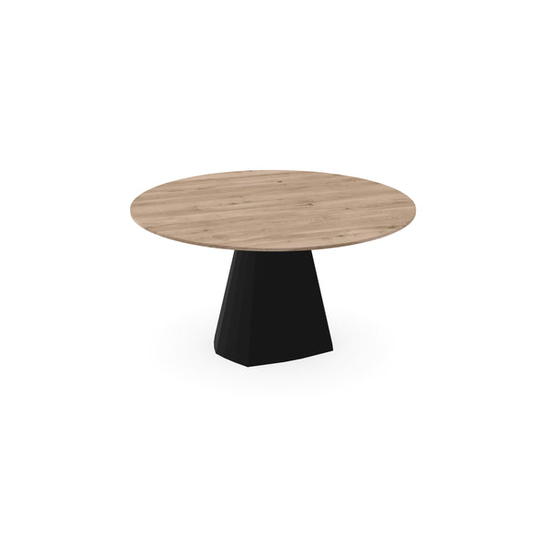 Eiken massief eettafel Naturel - Rond - Cone Zwart