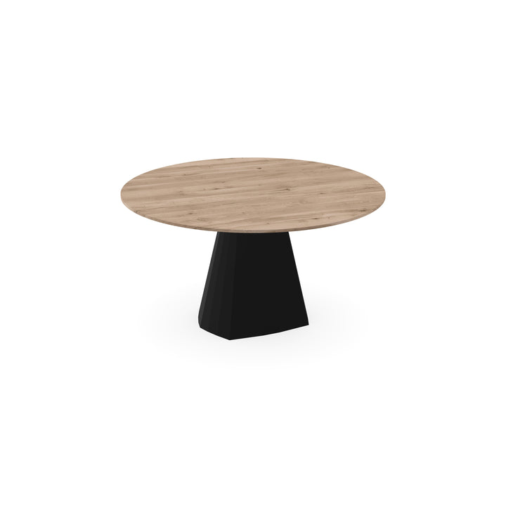Eiken massief eettafel Naturel - Rond - Cone Zwart - {{ product.type }} - Kas20