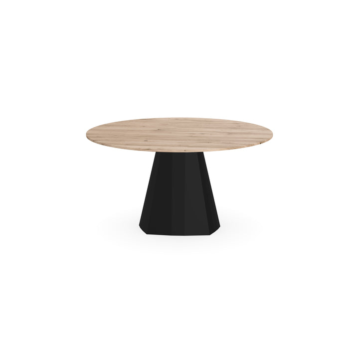 Eiken massief eettafel Naturel - Rond - Cone Zwart - {{ product.type }} - Kas20