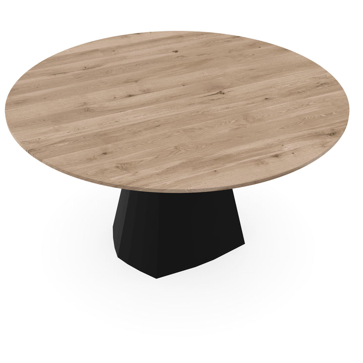 Eiken massief eettafel Naturel - Rond - Cone Zwart - {{ product.type }} - Kas20