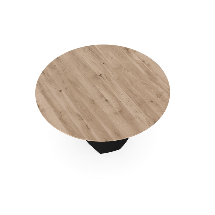 Eiken massief eettafel Naturel - Rond - Cone Zwart - {{ product.type }} - Kas20