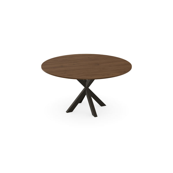 Eiken massief eettafel toscane 2x - Rond - Kruispoot Dun Donkerbruin
