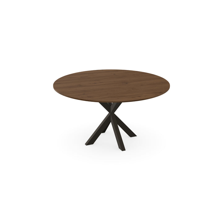 Eiken massief eettafel toscane 2x - Rond - Kruispoot Dun Donkerbruin - {{ product.type }} - Kas20