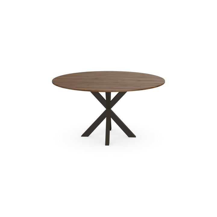 Eiken massief eettafel toscane 2x - Rond - Kruispoot Dun Donkerbruin - {{ product.type }} - Kas20