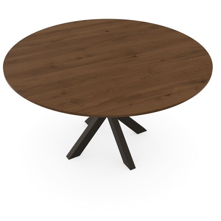 Eiken massief eettafel toscane 2x - Rond - Kruispoot Dun Donkerbruin - {{ product.type }} - Kas20