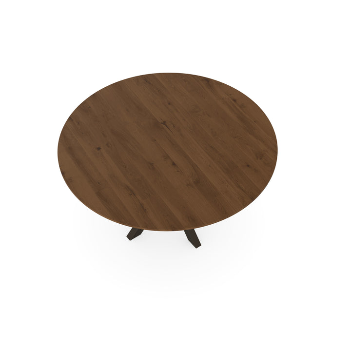 Eiken massief eettafel toscane 2x - Rond - Kruispoot Dun Donkerbruin - {{ product.type }} - Kas20