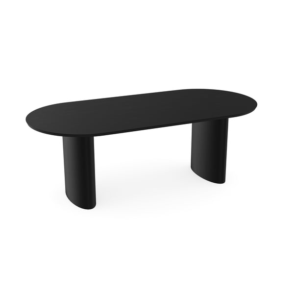 Eiken massief eettafel zwart - Plat ovaal - Freya zwart