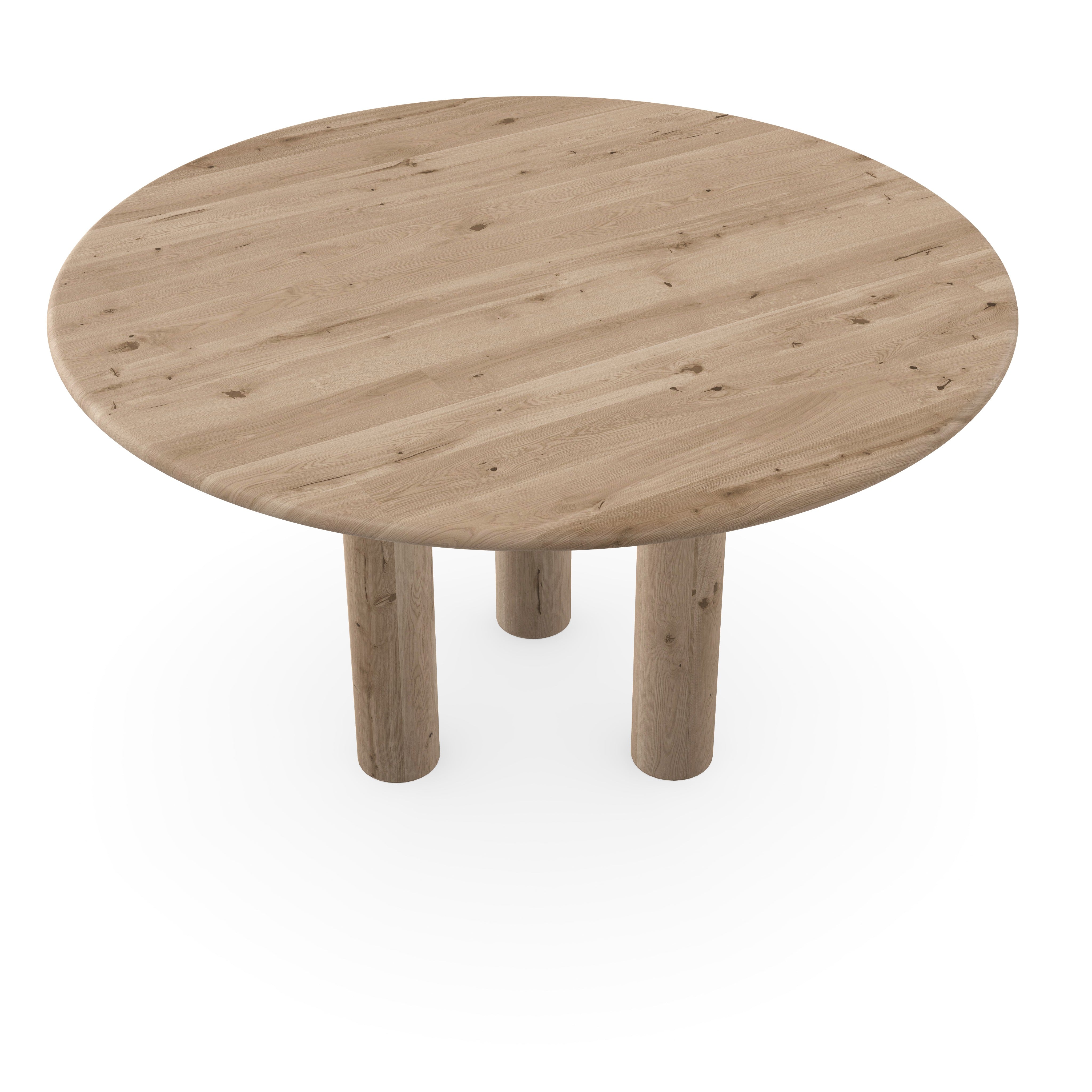 Eettafel Eiken Naturel - Rond - Ronde Houten poten